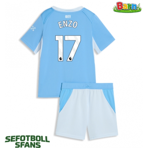 Manchester City Enzo Fernandez #17 Hemmaställ Barn 2026-27 Kortärmad (+ Korta byxor)
